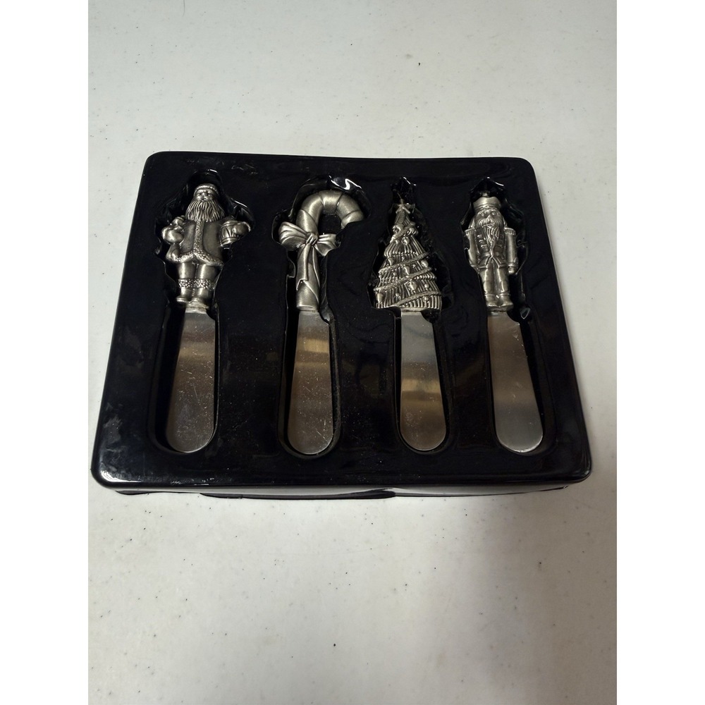 Vintage Set Of 4 Silverplated Spreaders Wallace Silversmith Santa Tree Candy 98